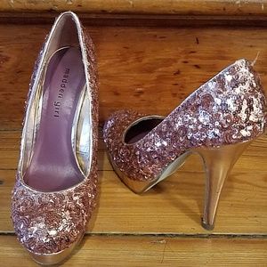 Rose gold sequin heels